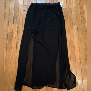 H&M Mini Skirt with Sheer Maxi Overlay. Black. Size Large.